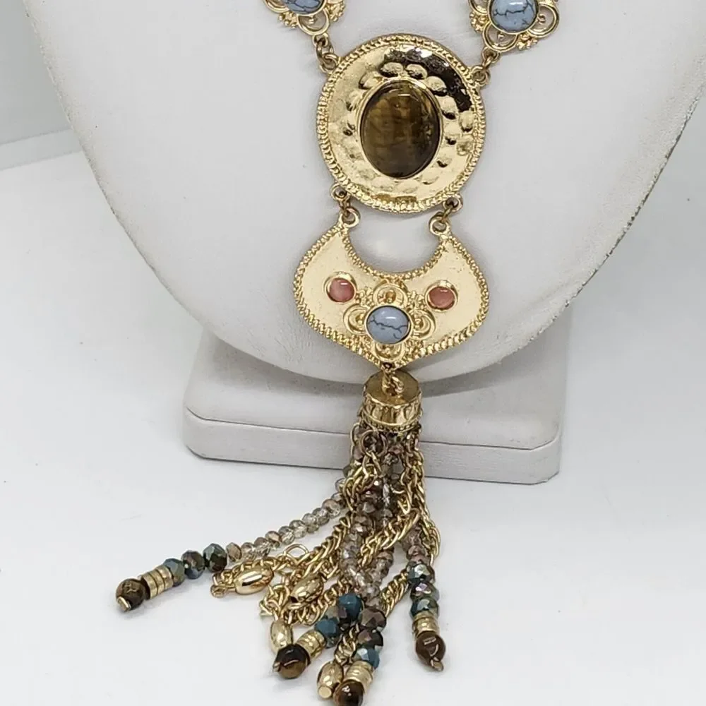 1946 Tigers‎ Eye Tassel Necklace